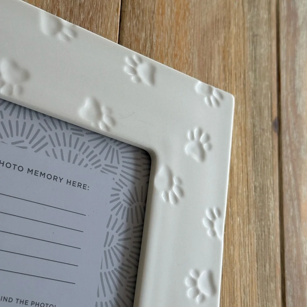 Hallmark Paw Print Embossed Ceramic Photo Frame Cream Dog, Cat